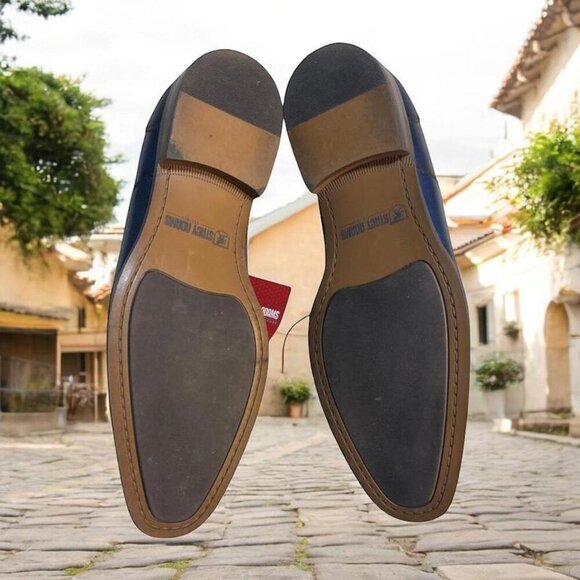 Blue Leather Lace Up Dress Shoes - Picture 3 of 3